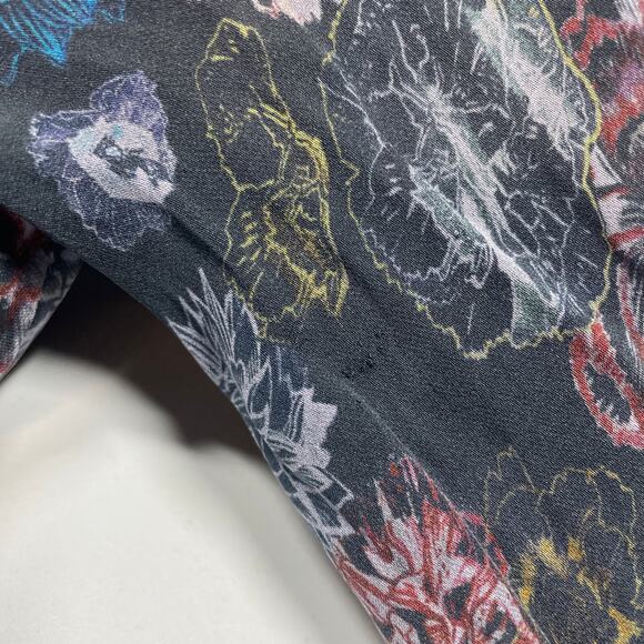 IRO Blouse 36 Small Ciclan Cold Shoulder Antique Dark Floral Silk Bell Sleeve - Picture 7 of 13